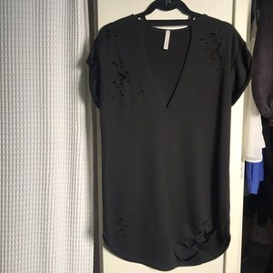 A + Ellen Black  Distressed T-shirt dress